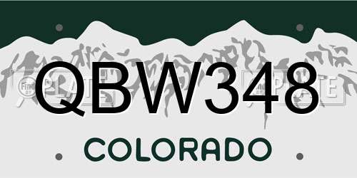 QBW348 Colorado License Plate