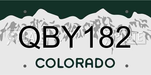 QBY182 Colorado License Plate