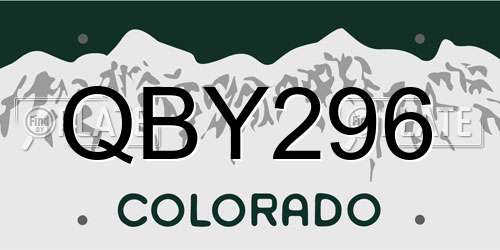 QBY296 Colorado License Plate