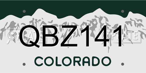 QBZ141 Colorado License Plate