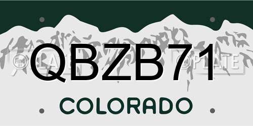 QBZB71 Colorado License Plate