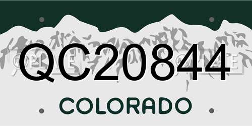 QC20844 Colorado License Plate