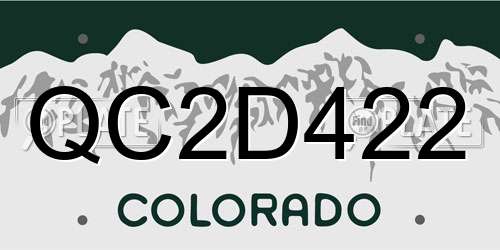 QC2D422 Colorado License Plate