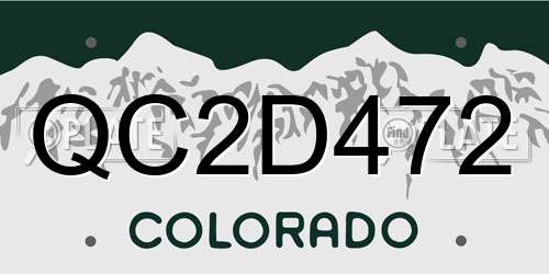 QC2D472 Colorado License Plate