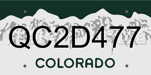 QC2D477 Colorado License Plate