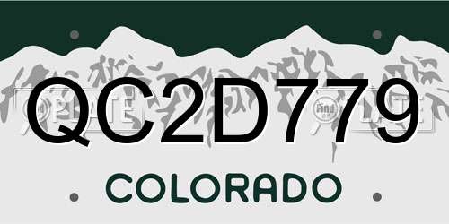 QC2D779 Colorado License Plate