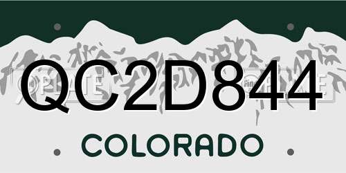 QC2D844 Colorado License Plate