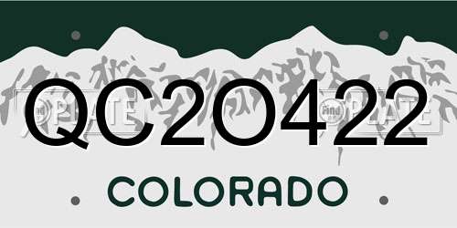 QC2O422 Colorado License Plate