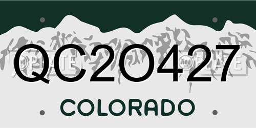 QC2O427 Colorado License Plate