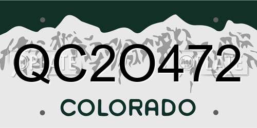 QC2O472 Colorado License Plate