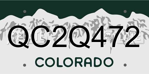 QC2Q472 Colorado License Plate