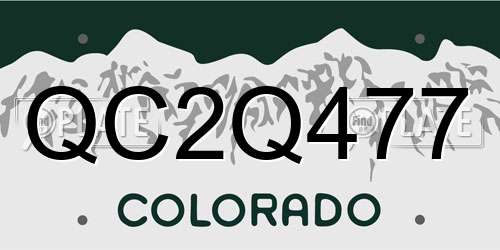 QC2Q477 Colorado License Plate