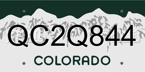 QC2Q844 Colorado License Plate