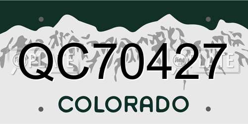QC70427 Colorado License Plate