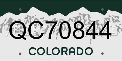 QC70844 Colorado License Plate