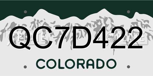 QC7D422 Colorado License Plate