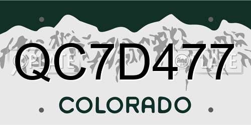 QC7D477 Colorado License Plate