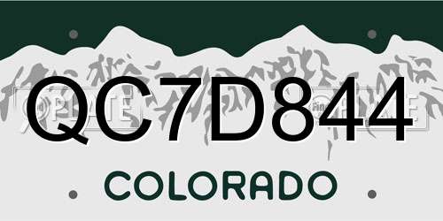 QC7D844 Colorado License Plate