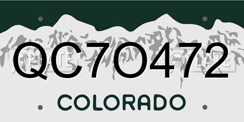 QC7O472 Colorado License Plate