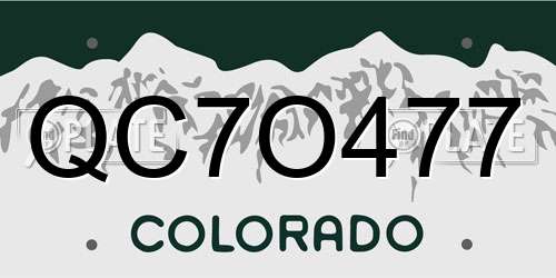 QC7O477 Colorado License Plate