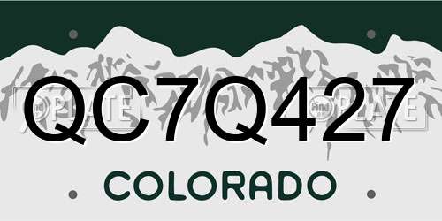 QC7Q427 Colorado License Plate
