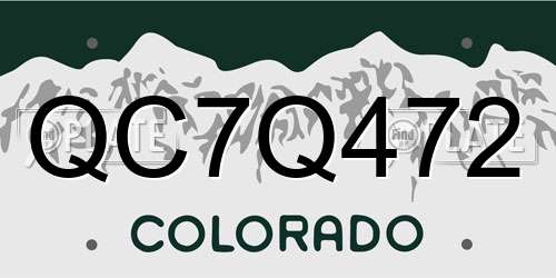 QC7Q472 Colorado License Plate