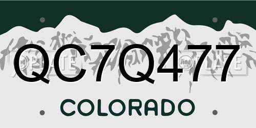 QC7Q477 Colorado License Plate