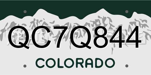 QC7Q844 Colorado License Plate