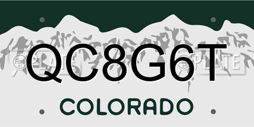 QC8G6T Colorado License Plate