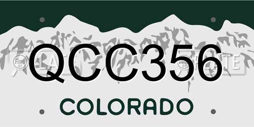 QCC356 Colorado License Plate