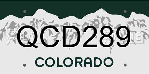 QCD289 Colorado License Plate