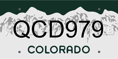 QCD979 Colorado License Plate