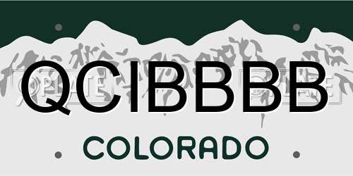 QCIBBBB Colorado License Plate