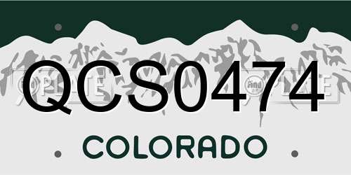 QCS0474 Colorado License Plate
