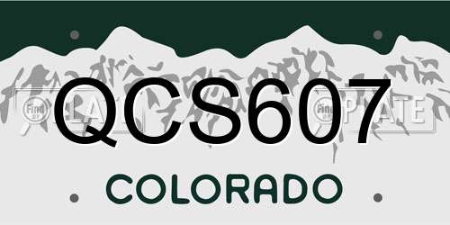 QCS607 Colorado License Plate
