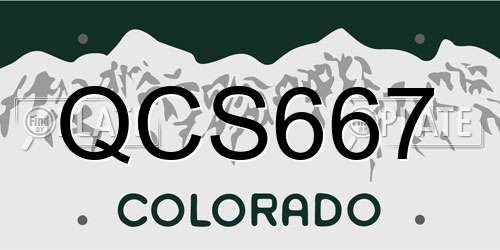 QCS667 Colorado License Plate