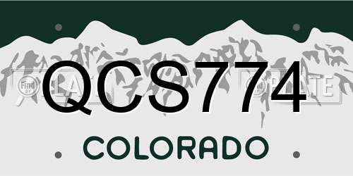 QCS774 Colorado License Plate