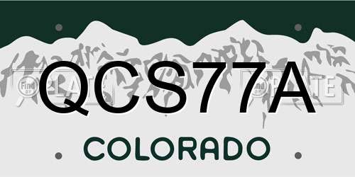 QCS77A Colorado License Plate