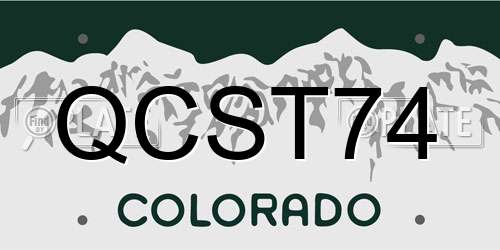 QCST74 Colorado License Plate