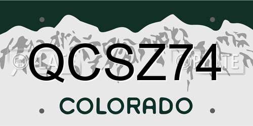 QCSZ74 Colorado License Plate