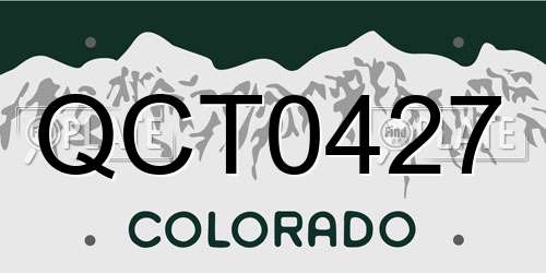 QCT0427 Colorado License Plate