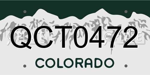 QCT0472 Colorado License Plate
