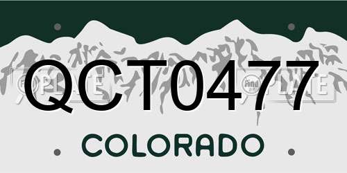 QCT0477 Colorado License Plate