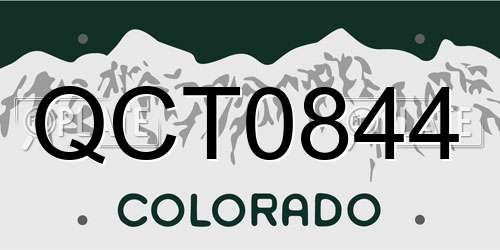 QCT0844 Colorado License Plate