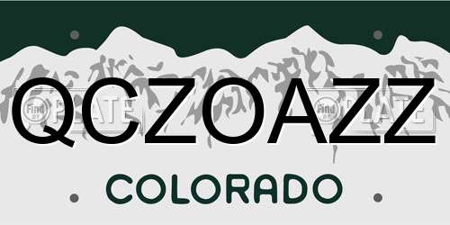 QCZOAZZ Colorado License Plate