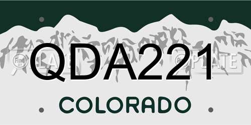 QDA221 Colorado License Plate