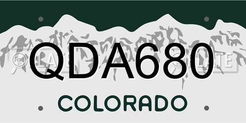 QDA680 Colorado License Plate
