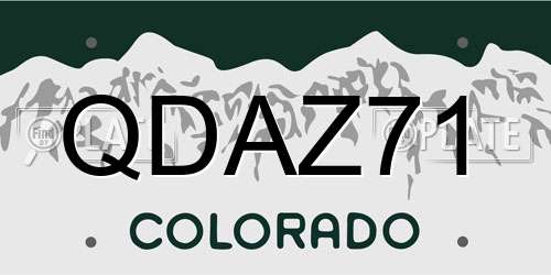 QDAZ71 Colorado License Plate