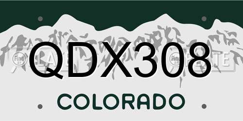 QDX308 Colorado License Plate
