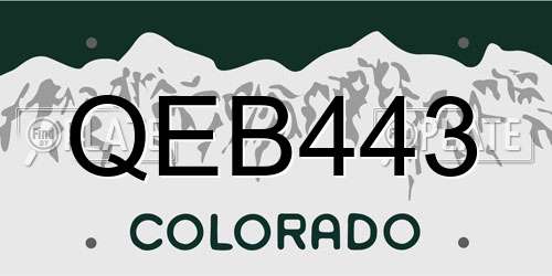 QEB443 Colorado License Plate